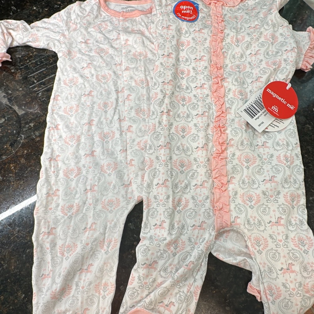 Magnetic Me Paisley Baby Onesie in Pink and White